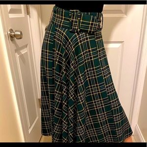 Zara A Line Pleated Midi Skirt with Belt